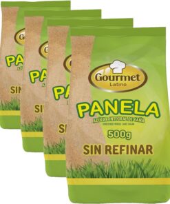 Panela Pulverizada - 500 g - Rica en Vitaminas y Minerales - Azúcar Integral de Caña Sin Refinar - Ayuda a Mejorar tu Rendimiento Físico - Cultivo Sostenible - Gourmet Latino (Paquete de 4)