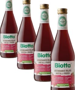 Biotta Jugo de Arándano Rojo | 100% BIO | Infusión de Abedul y Ágave | Prensado Directo | Zumo no Diluido | Ideal para Smoothies | 500 ml (Paquete de 4)