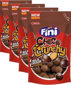 Fini Chococrunchy Bolas de Maíz Crujientes Recubiertas de Chocolate con Leche, 115g (Paquete de 4)