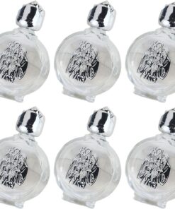 Paquete de 6 botellas de agua de cristal de cristal de 15 ml, redondas, plateadas, para ceremonias religiosas y botellas de almacenamiento de agua para ceremonias de aceite esencial