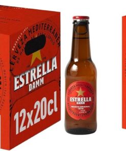 Estrella Damm - Cerveza Rubia | Sabor Clásico | Pack 12 Botellas de 20 cl. Abrefácil (Paquete de 2)