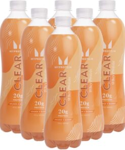 Myprotein Clear Whey Protein Drink - Bebida de proteína de suero de leche, naranja y mango, 0.77 onzas de aislado de suero, cero azúcar y grasa, jugo alto en proteínas listo para beber, 6 botellas de