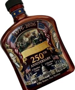 Botella de Whisky con Orgullo Patriótico Envase de licor de 350 mililitros | La 250.ª Botella de Vidrio para Licor para Hombres, Papás, Abuelos, Esposos, Hogares, Cocinas, Restaurantes y Bares