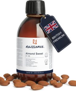 Naissance Aceite De Almendras Dulces Prensado en Frio (No 215) 250ml - Hidratante y Emoliente Cuidado Cara, Pelo, Uñas, Cuerpo, Piel – Para Masaje Corporal, Jabones, Estrías