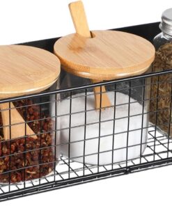 LIFKOME Estante Hierro para Magnético Refrigerador Negro para Especias | Organiza Frascos y Snacks, Diseño Magnético Fácil de Instalar y Retirar, Adecuado para Cocina y Recibidor
