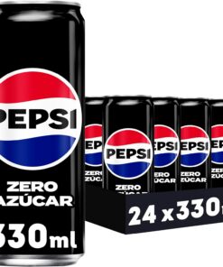 Pepsi zero Refresco de cola con cero azúcar y cero calorías, pack de 24 latas de 330 ml, 7.92 litros en total