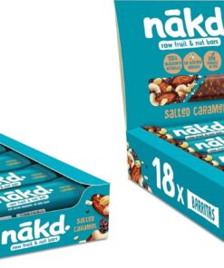 Nākd. Salted Caramel - Barritas Raw de Fruta y Frutos Secos - 100% Ingredientes Naturales - Sin Azúcar Añadido - 18 x 35g (Paquete de 2)