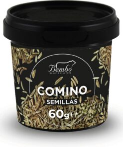 Semillas de comino Bembo 60 g | Especia natural y aromática | Sin glutamatos, antiaglomerantes, colorantes | Envase anti luz y anti oxidación