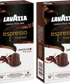 Lavazza, Espresso Gourmet Chocolate, 10 Cápsulas de Aluminio Compatibles con Máquinas Nespresso* Original, con Aroma Natural de Chocolate, Arábica y Robusta, Intensidad 10/13, Tostado Medio