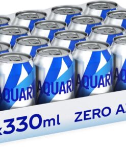 AQUARIUS Limón Zero Azúcar, Bebida Hidratante con Sales Minerales - Pack de 24 Latas de 330 ml