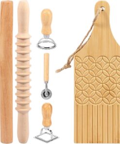 Juego para Hacer Pasta 7 Piezas Tabla De Madera Manual De Alimenticio | Rodillo Francés para de Empanadillas Fideos Pasta Cocina Hogar Restaurante Preparación Comidas