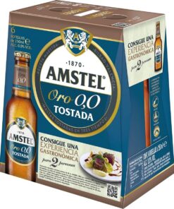 AMSTEL ORO 0,0 Cerveza tostada sin alcohol pack 6 botellas 25 cl