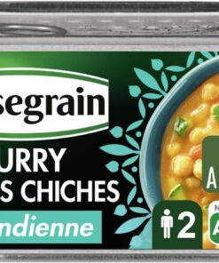 Cassegrain - Curry de Garbanzos a la India - Verduras Fondants & Leche de Coco - Sin Aditivo - Nutri-Score A - Embalaje 100% reciclable - Caja de conservas de 430 g