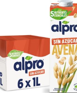 Alpro Bebida Vegetal de Avena sin Ázucar - Pack de 6 x 1L