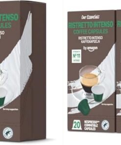 by Amazon Ristretto Intenso Cápsulas de Café Compatibles con Nespresso, 100 Cápsulas (5 Paquetes x 20) - Certificado Rainforest Alliance (Paquete de 2)