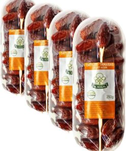 El Nogal Frutas Deshidratadas Dátiles con Hueso Bandeja 250 g (Paquete de 4)