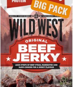 Wild West Beef Jerky, 300 g Original, carne seca altamente proteica, snack proteico Beef Jerky, cecina de vaca