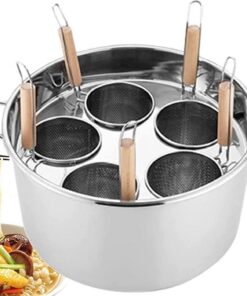 Juego de Insertos para Olla de Pasta, Cubo Multifuncional para hervir Fideos con Divisor y colador, Juego de Olla de Pasta de Acero Inoxidable para Pasta, Fideos y Verduras de 5 Agujeros.