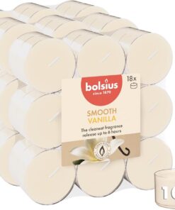 Bolsius - velas de té perfumadas - vainilla - 108 piezas - 6 horas - con copas transparentes - extractos naturales
