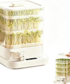 Germinador Automático 3 Niveles con Temporizador LED | Gran Capacidad con Depósito de 1,5L y Sistema de Nebulización Automática Para Semillas y Legumbres(L)