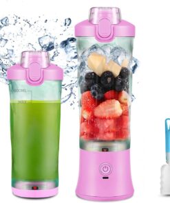 TOPESCT Licuadora Portátil de 600 ml, Mini Licuadora Recargable para Batidos y Batidos con Batería de 4000 mAh, 6 Cuchillas Ultra Afiladas para Viajes (rosa)