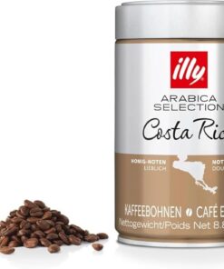 illy, Café en Grano Arabica Selection Costa Rica, 100% Arábica con Notas de Caramelo, Chocolate y Vainilla, Sabor Dulce, 1 lata de 250g (Paquete de 2)