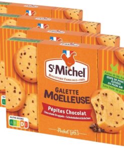 St Michel - Galette húmeda con pepitas de chocolate - Formato de bolsillo - Envase de 180 g (Paquete de 4)