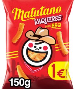 Matutano Vaqueros, Snack con sabor barbacoa, 150 gramos (Paquete de 6)
