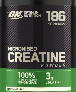 Optimum Nutrition Creatina Monohidrato Micronizada en Polvo, 634g | Sin Sabor,186 Porciones,Suplemento para Favorece la Fuerza y la Potencia Muscular, Pre y Post-Entrenamiento