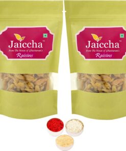 Jaiccha Ghasitaram Bhaidooj Gifts - Selected Indian Raisins 400 GMS in Green Paper Pouch