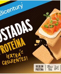 Bicentury Tostadas Proteína – Con Lenteja y Arroz, 26% de Proteína, Fuente de Fibra, Bajas en Grasa y Sin Azúcares Añadidos – Extra Crujientes y Sin Lactosa (110 g) (Paquete de 6)