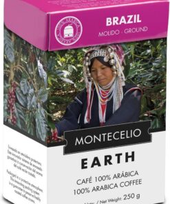 Montecelio - Café Molido 100% De Brasil. Café Seleccionado De Tueste Natural 100% Arábica. Profunda Acidez Y Gran Cuerpo. Montecelio Earth. Paquete De 250 Gramos.