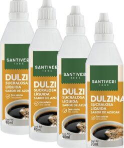 SANTIVERI - Dulzina Sucralosa Liquida, Edulcorante Sucralosa, 100% Natural, Para todas las Dietas | 0% calorías, Sabe a azúcar - 90 ml (Paquete de 4)
