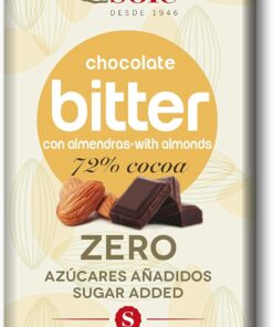 CHOCOLATE NEGRO 72% con almendra y stevia 100gr.