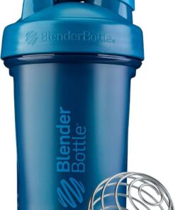 BlenderBottle Classic V2 - Botella mezcladora con bola de acero inoxidable, perfecta para batidos de proteínas, apta para lavavajillas, 600 ml, azul océano