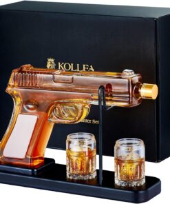 Kollea Decantador de whisky de 15 oz y juego de vasos de 2 onzas, dispensador de whisky para licor, whisky de cristal para hombres, papá, regalos únicos para el día del padre, cumpleaños, aniversario,