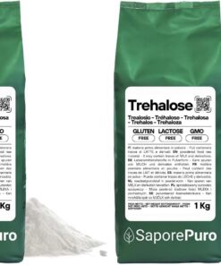 SaporePuro Trehalosa 1 kg - Menos dulce que un azúcar normal - Azúcar de bajo índice glucémico (Paquete de 2)