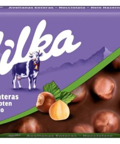 Milka Tableta de Chocolate con Leche con Avellanas Enteras, 95g | Tableta Milka de chocolate con leche de los Alpes con avellanas enteras, para disfrutar en cualquier momento del día