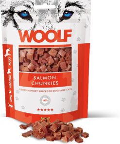 Snacks Naturales Perros - Dados Blandos Salmón - Chuches Sin Conservantes - Dog Treats Saludables - Omega 3 Pelo y Articulaciones - Proteínas Aperitivo para Perros - 100g