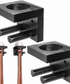 Tebery Paquete de 2 soportes para bates de béisbol, soporte para bates de béisbol para pared, estante de almacenamiento de madera maciza, soporte de montaje en pared, soporte de exhibición para bate,