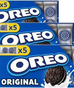 Oreo Original Galletas de Cacao Rellenas de Crema Sabor Vainilla 220g - Caja con 5 Paquetes (Paquete de 3)