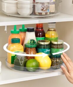 BillyBath Organizador de platos giratorios 360° Lazy Susan, estante para especias, soporte para especias soporte de cocina, sin agujeros, organizador de cocina, almacenamiento
