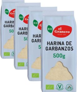 EL GRANERO INTEGRAL - Harina Ecológica de Garbanzos - 500 g - Contribuye a Mejorar el Tránsito Intestinal - Aporta una Dosis Extra de Energía (Paquete de 4)