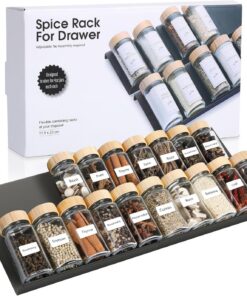 AiQInu Especiero para Cajones 4 Piezas, Organizador de Cajones de Especias, Estante Especias Extensible de 23 a 46 cm, para Almacenamiento de Cocina, Encimera, Armario, Estante