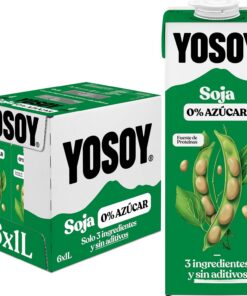 YOSOY Bebida Vegetal de Soja 0% Azúcar - sin gluten, pack de 6 x 1L