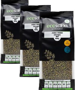 Drasanvi ECOSANA Haba Verde Mungo Bio | alto Contenido en Proteinas, Hierro, Magnesio y Vitaminas del Grupo B| Valor Nutricional | Energía y Correcto Tránsito Intestinal | 500 g (Paquete de 3)