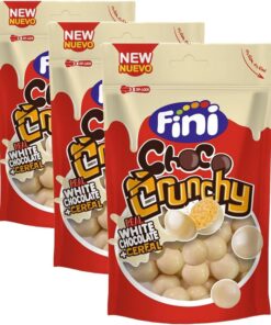 Fini Chococrunchy Bolas de Maíz Crujientes Recubiertas de Chocolate Blanco, 115g (Paquete de 3)