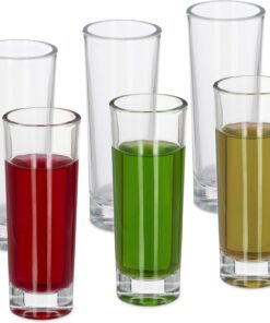 Relaxdays Vasos Chupito, Juego de 6 uds., Shot Glass, para Tequila o Licor, Largos, Base Gruesa, 6 cl, Transparentes