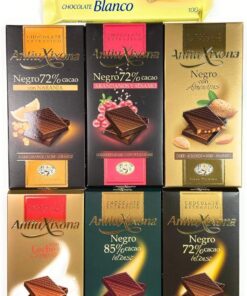 Pack de 7 Chocolates Extrafinos - Marca Antiu Xixona. Con Leche, Puro, con frutos secos, afrutados...