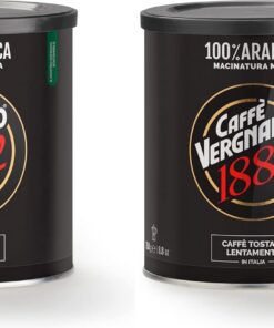 Café Vergnano 1882 Lata Café 100% Arábica Molido Moka - 1 packs x 250 gr (Paquete de 2)
